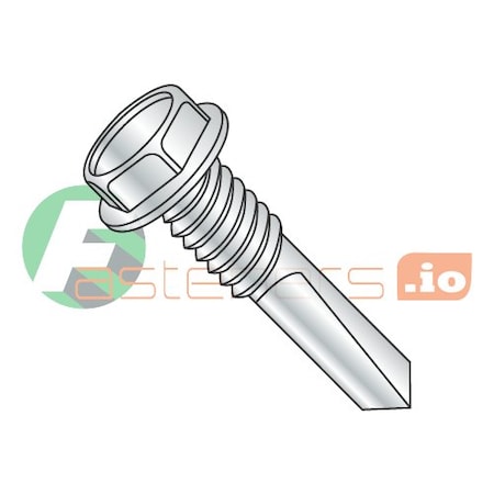 Newport Fasteners Self-Drilling Screw, #12-24 x 1-1/2 in, Zinc Plated Steel Hex Head Hex Drive, 2000 PK 780342